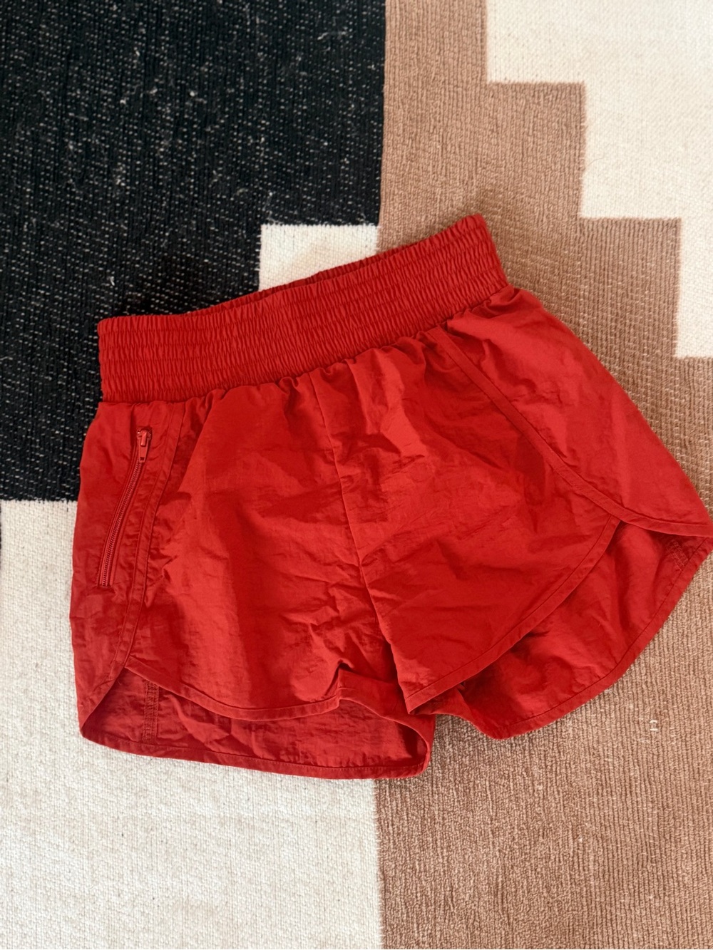 Zenana Outfitters Red Athletic Shorts with Smocked Waistband woman’s size Medium